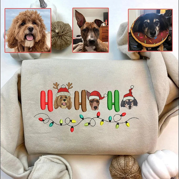 🔥 Hot Sale 25% OFF 🎁 Custom Embroidered Pet T-Shirt, Sweatshirt & Hoodie – Personalized Gift with 3 Pets Design for Holiday Season