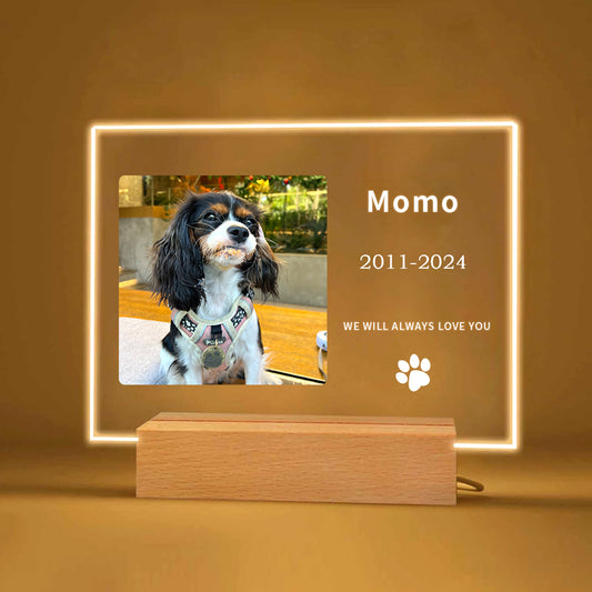 Custom Pet Memorial Night Light - Personalized Acrylic Paw Print Photo Frame, Perfect Pet Loss Gift and Dog Memorial Gift