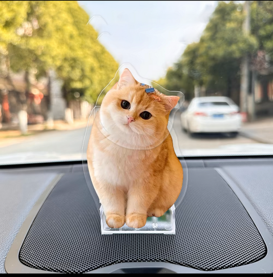 Custom Pet Shaking Head Standee - Solar-Powered Bobblehead Acrylic Pet Ornament for Car, Personalized Pet Figure