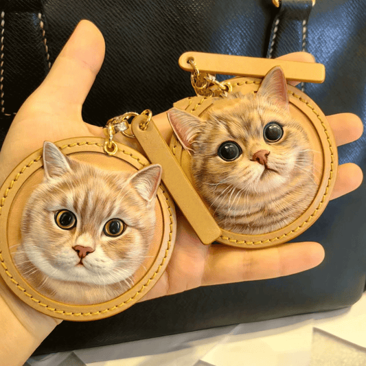 Custom 3D Leather Carving Pet Keychain – Perfect for Luxury Bags, Keyrings, and Car Accessories