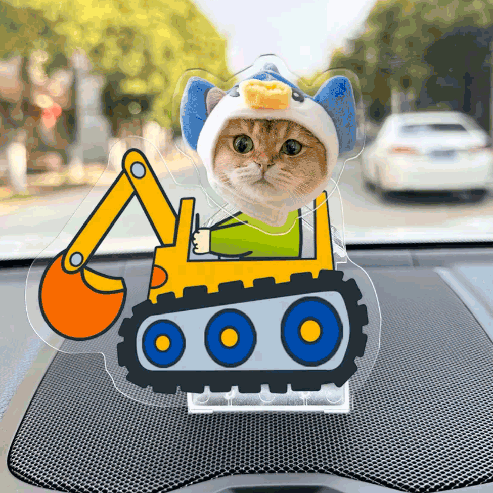 Custom Pet Shaking Head Standee - Solar-Powered Bobblehead Acrylic Pet Ornament for Car, Personalized Pet Figure