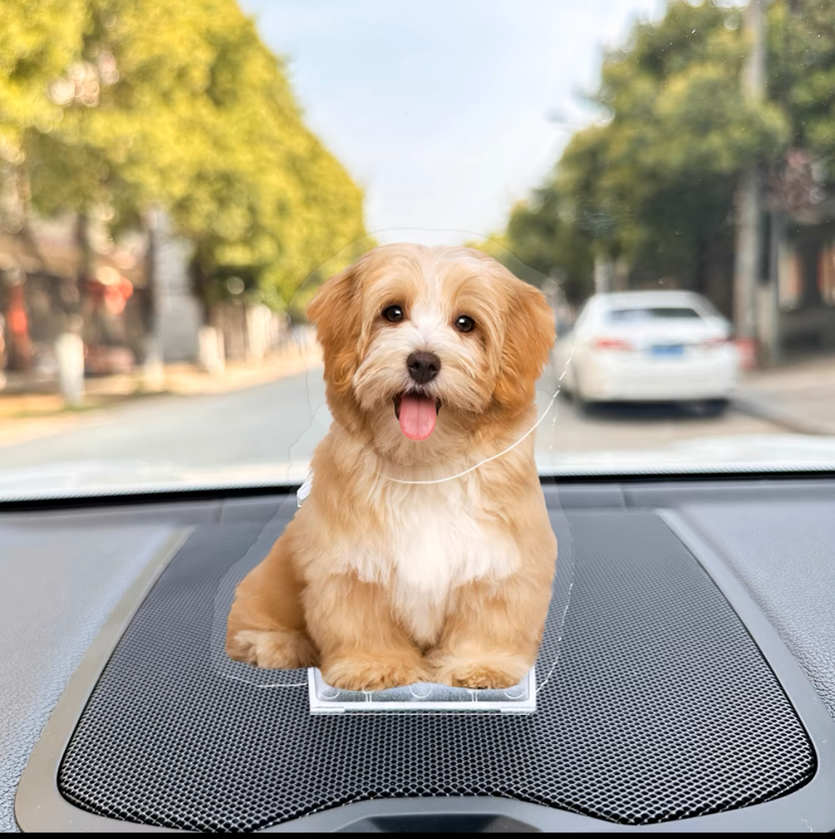 Custom Pet Shaking Head Standee - Solar-Powered Bobblehead Acrylic Pet Ornament for Car, Personalized Pet Figure