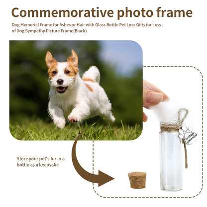 Purpurkitty|Wooden Pet Memorial Picture Frame with Bottle - Dog Photo Frame for Keepsakes