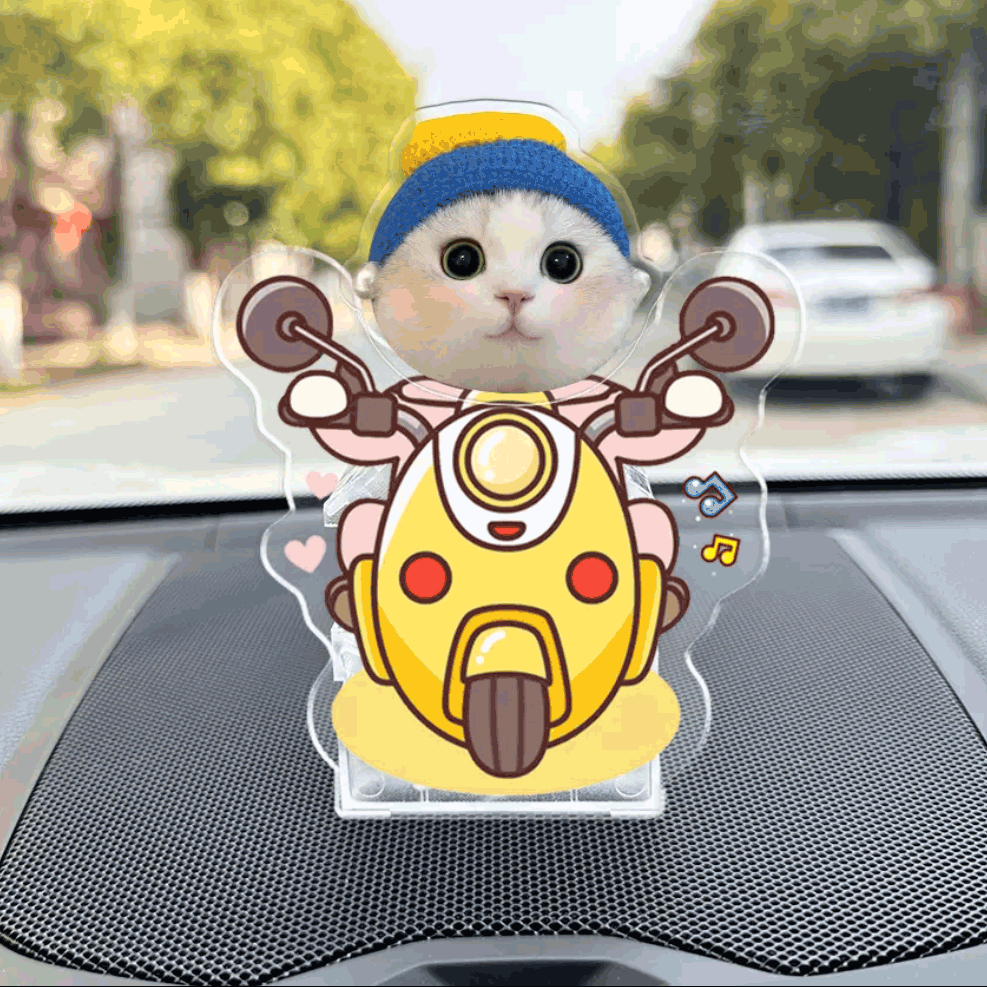 Custom Pet Shaking Head Standee - Solar-Powered Bobblehead Acrylic Pet Ornament for Car, Personalized Pet Figure