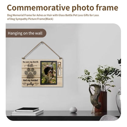 Purpurkitty|Wooden Pet Memorial Picture Frame with Bottle - Dog Photo Frame for Keepsakes