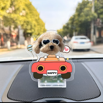 Custom Pet Shaking Head Standee - Solar-Powered Bobblehead Acrylic Pet Ornament for Car, Personalized Pet Figure