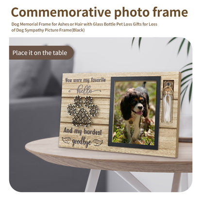 Purpurkitty|Wooden Pet Memorial Picture Frame with Bottle - Dog Photo Frame for Keepsakes