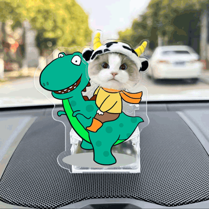 Custom Pet Shaking Head Standee - Solar-Powered Bobblehead Acrylic Pet Ornament for Car, Personalized Pet Figure
