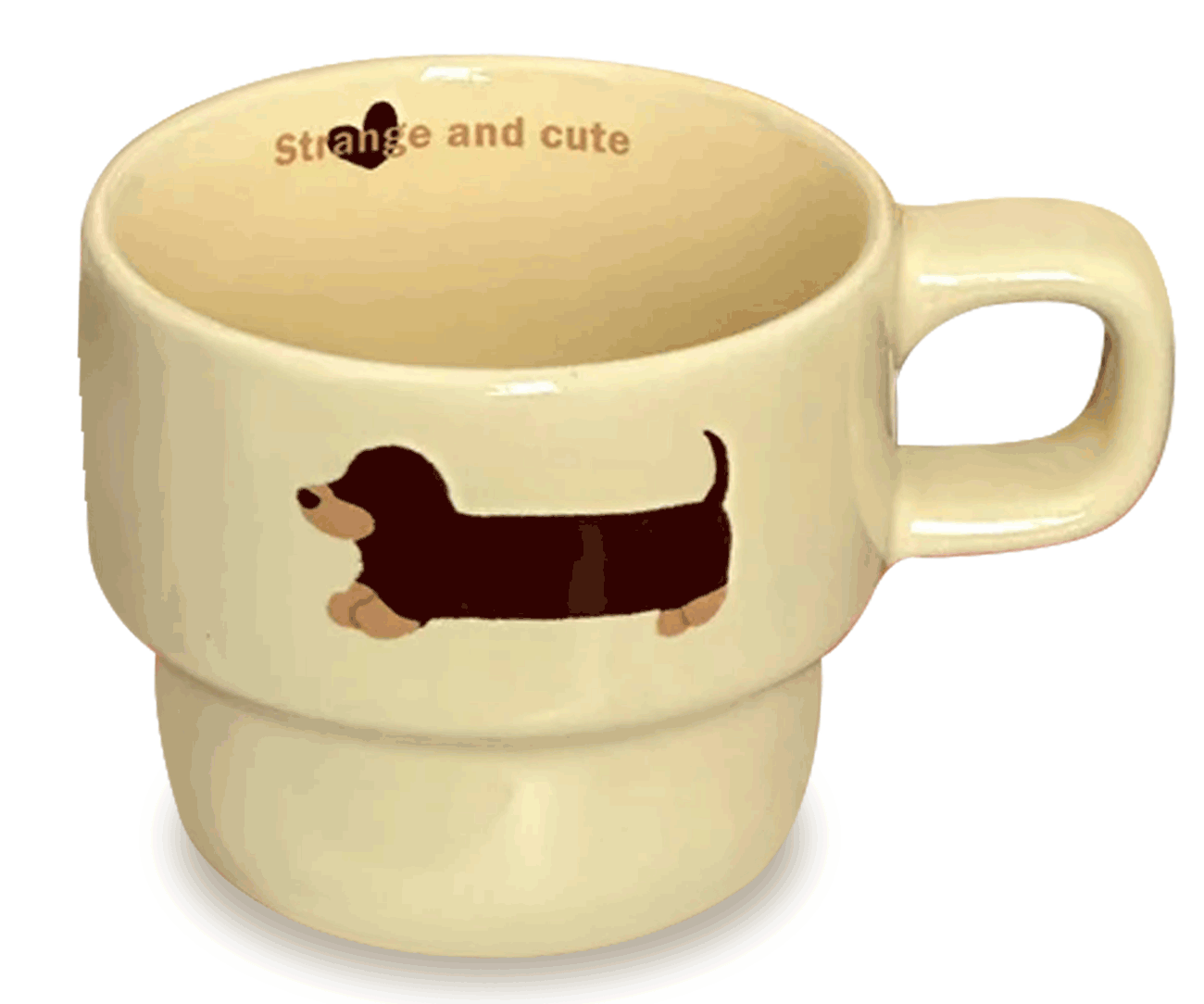 Cute Hand-Painted Cartoon Dachshund Mug - Original Stackable Ceramic Cup Gift Set