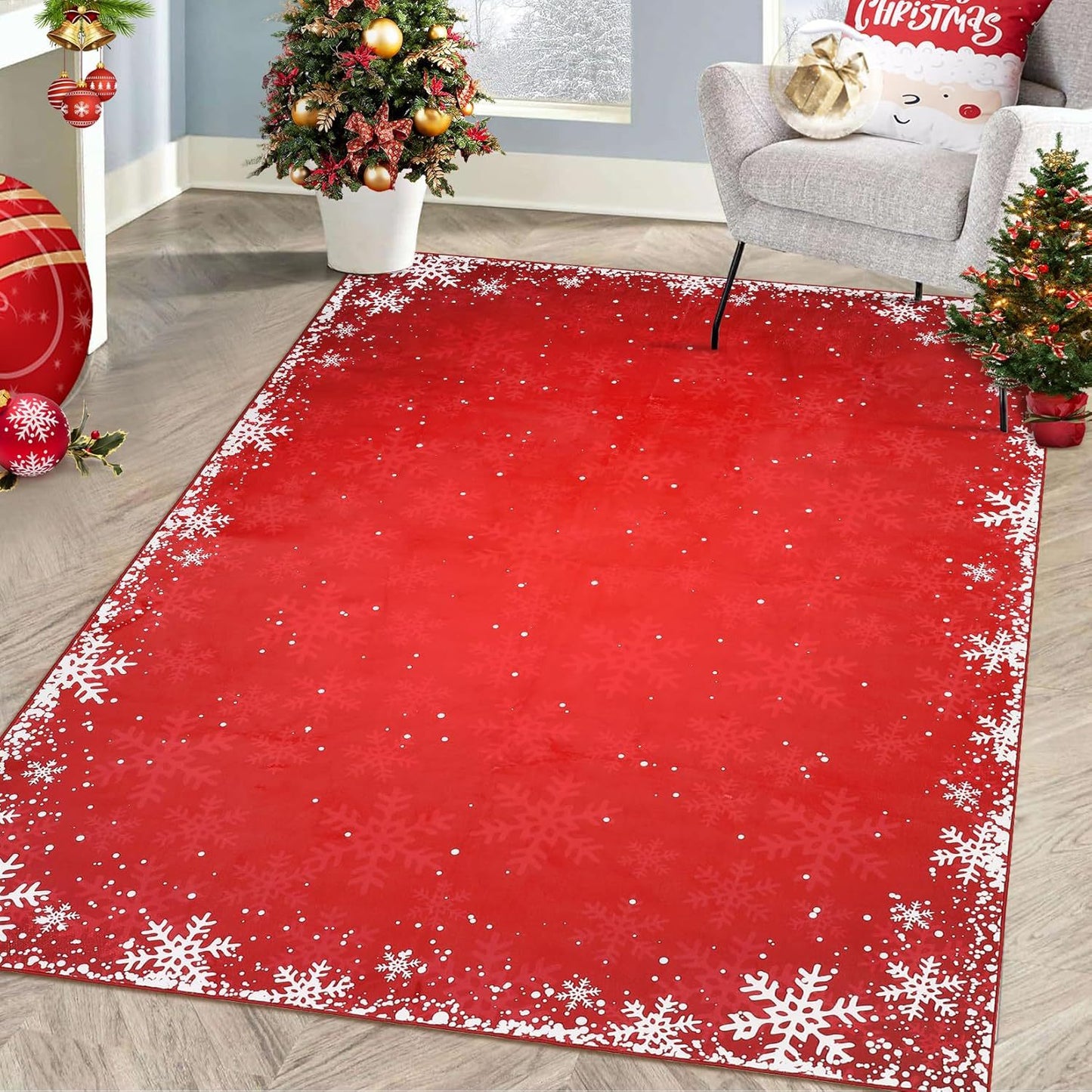 🎄🥰Festive Christmas Decor Rug - Holiday-Themed Living Room Carpet for Cozy Seasonal Vibes, Perfect for Pets and Family Gatherings