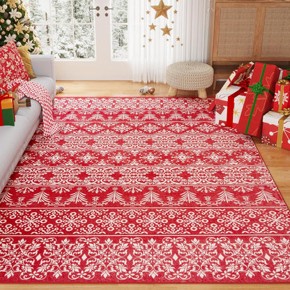 🎄🥰Festive Christmas Decor Rug - Holiday-Themed Living Room Carpet for Cozy Seasonal Vibes, Perfect for Pets and Family Gatherings