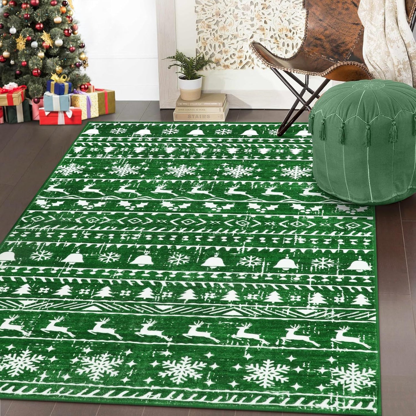 🎄🥰Festive Christmas Decor Rug - Holiday-Themed Living Room Carpet for Cozy Seasonal Vibes, Perfect for Pets and Family Gatherings