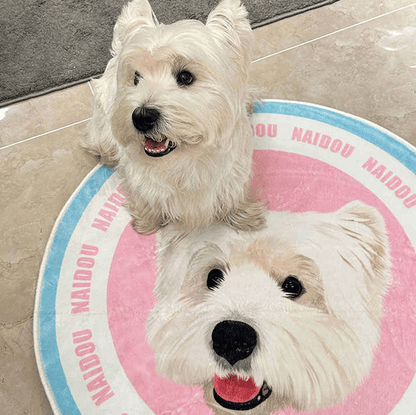 Custom Pet Illustration Rug - Personalized Polyester Pet Memorial Gift