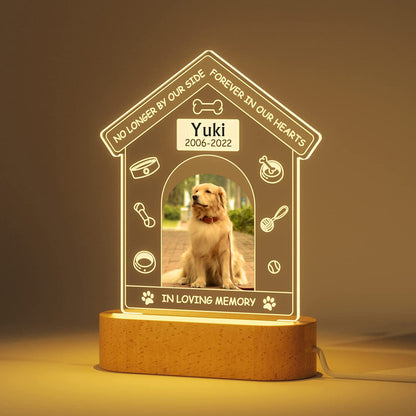 Custom Wooden Pet Memorial Night Light with Photo Frame - Dog Remembrance Gift