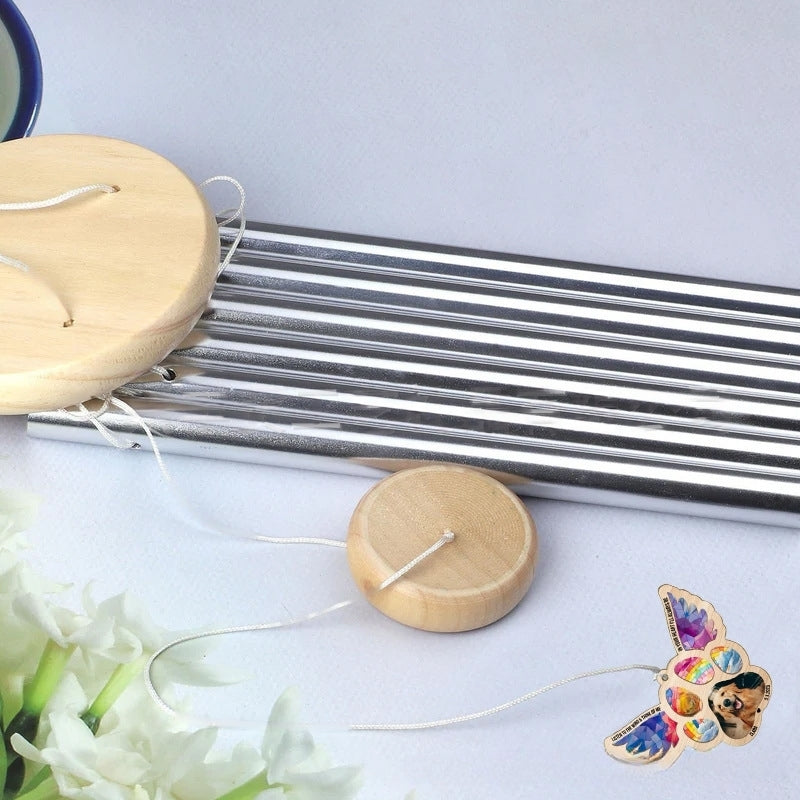 Personalized Angel Wing Pet Memorial Wind Chime - DIY Suncatcher Ornament for Dogs & Cats