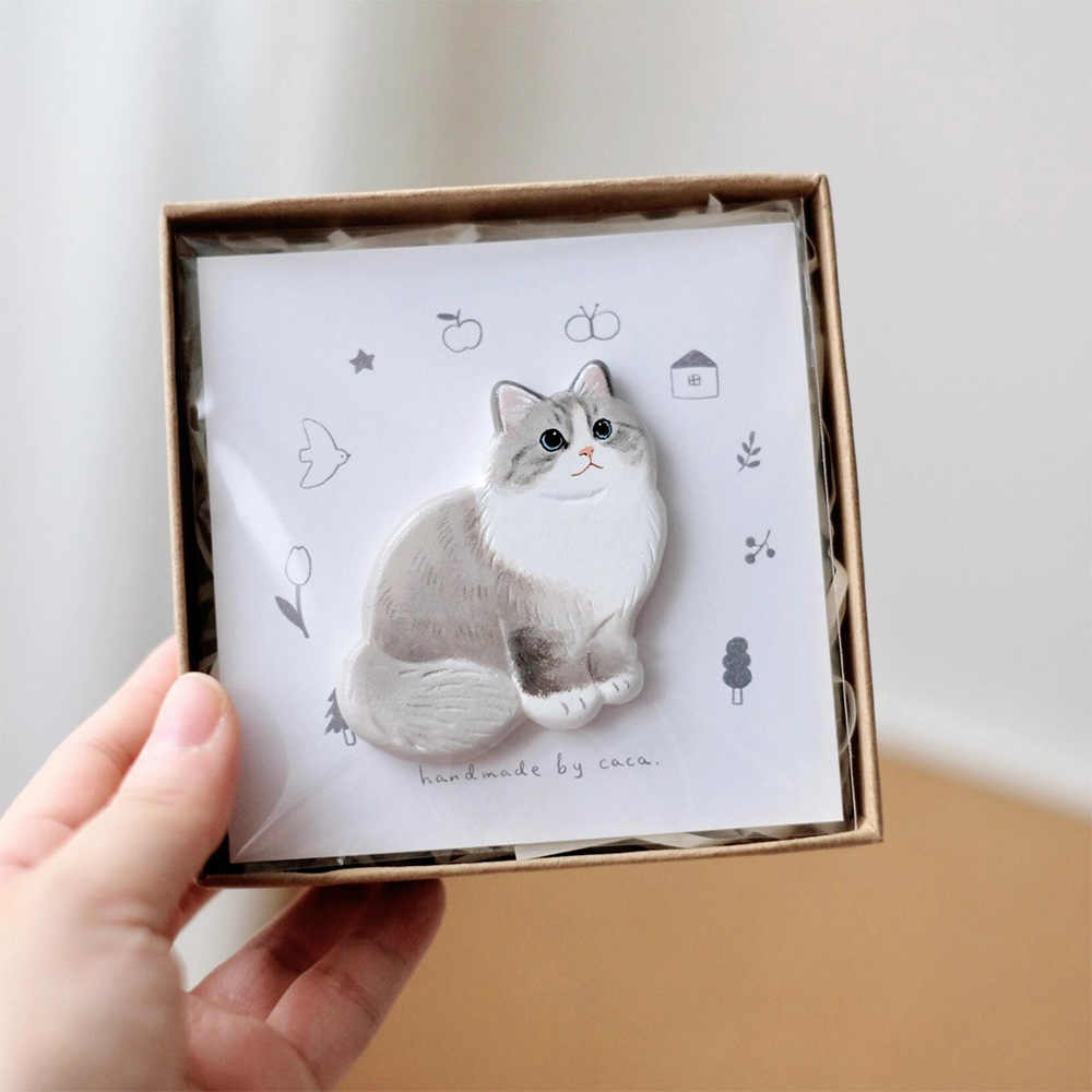 Handmade Custom Pet Memorial Ceramic Brooch/Fridge Magnet - Unique Stone Clay Pet Keepsake