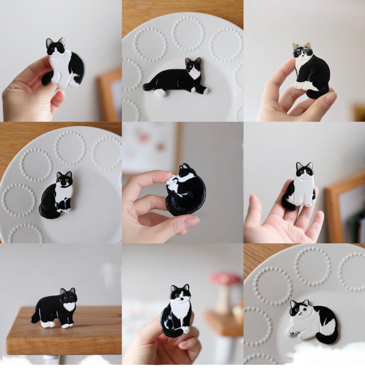 Handmade Custom Pet Memorial Ceramic Brooch/Fridge Magnet - Unique Stone Clay Pet Keepsake