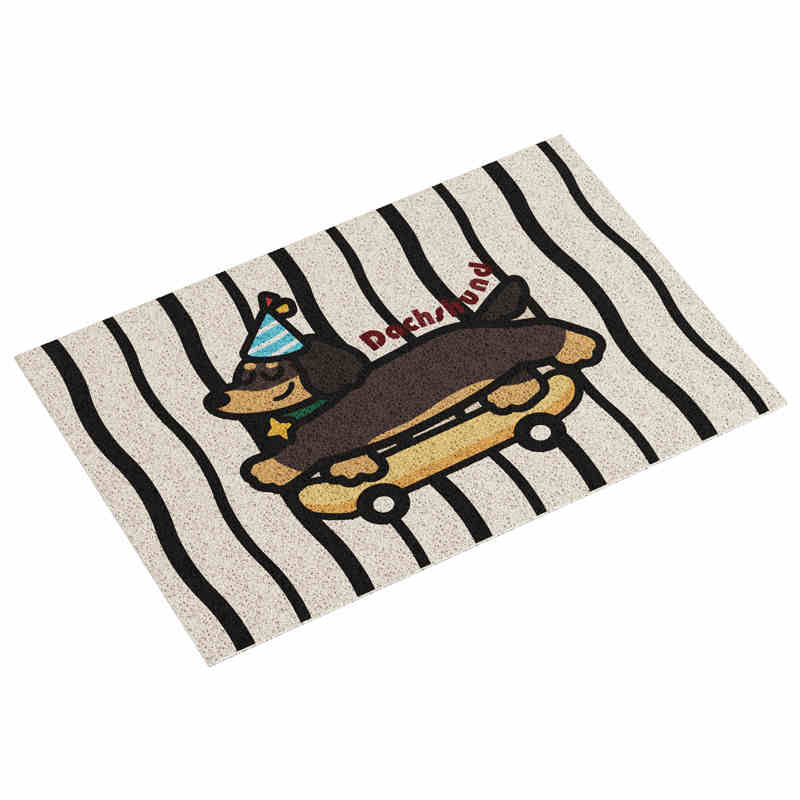 Premium Cartoon Dog Door Mat - Durable Non-Slip Silk Loop Entrance Rug, Easy to Clean