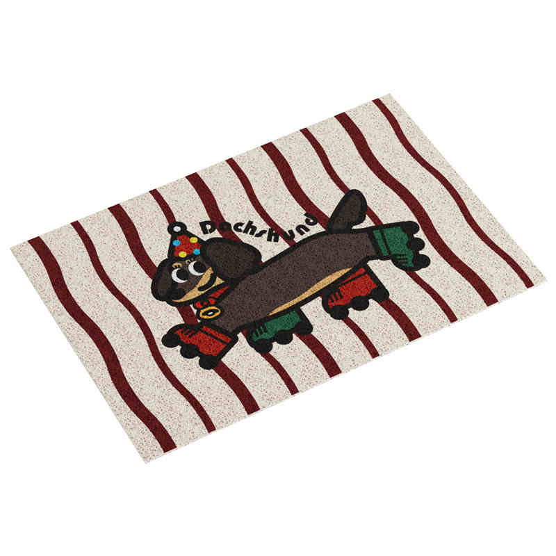 Premium Cartoon Dog Door Mat - Durable Non-Slip Silk Loop Entrance Rug, Easy to Clean