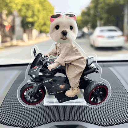 Custom Pet Shaking Head Standee - Solar-Powered Bobblehead Acrylic Pet Ornament for Car, Personalized Pet Figure