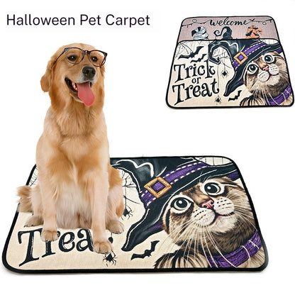 Halloween Washable Non-Slip Dog Crate Mat - Trick or Treat Pet Rug and Urine Pad for Cats and Dogs