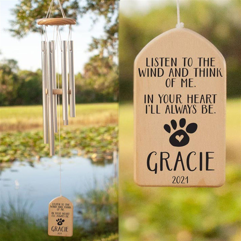 Personalized Pet Memorial Wind Chime - Custom Metal Wind Chime for Dogs & Cats