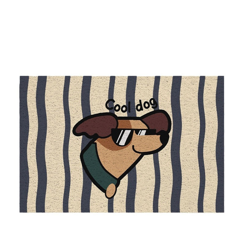 Premium Cartoon Dog Door Mat - Durable Non-Slip Silk Loop Entrance Rug, Easy to Clean