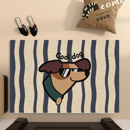Premium Cartoon Dog Door Mat - Durable Non-Slip Silk Loop Entrance Rug, Easy to Clean