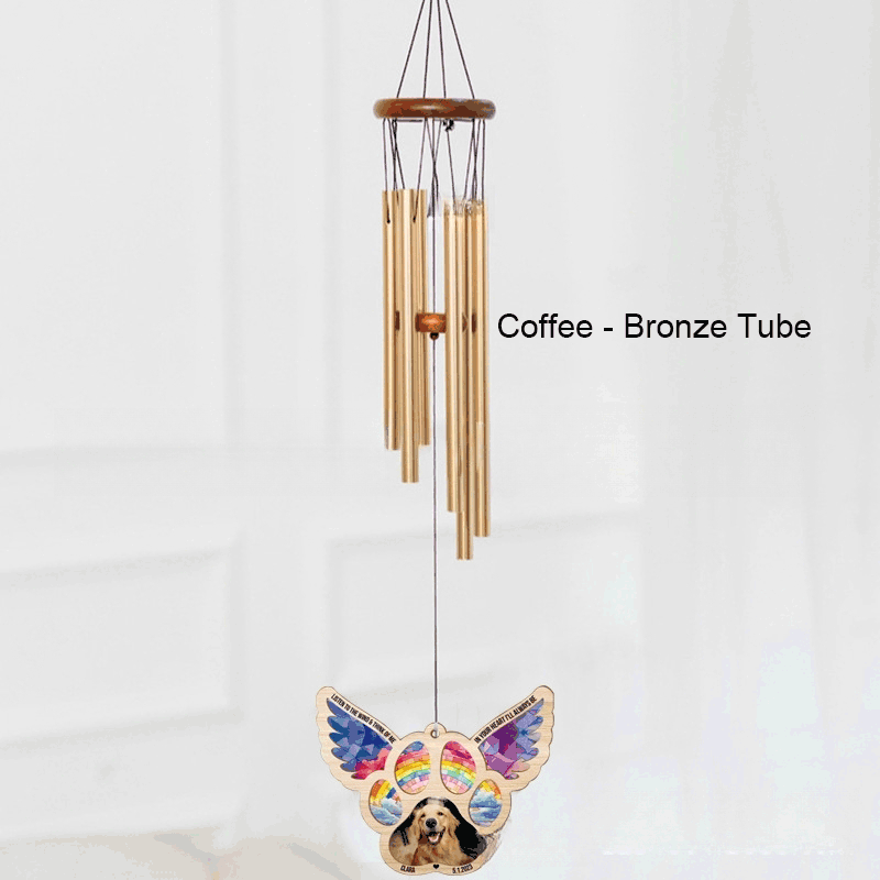 Personalized Angel Wing Pet Memorial Wind Chime - DIY Suncatcher Ornament for Dogs & Cats